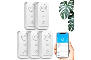 TOWODE Rilevatore d'acqua WiFi (WiFi 2,4 G), sensore d'acqua 90 dB, allarme e allarme app, allarme senza fili, allarme acqua WiFi, allarme acqua per tubi, camera da letto, cucina, bagno, cantina(5 pezzi)