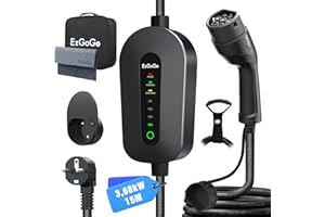 EzGoGo Chargeur Voiture Electrique 3,68kW [15m / 6-16A] Cable Recharge Voiture Electrique Type 2 avec Tissu en Microfibre/Support de Chargeur EV/Sangle de Transport, Compatible avec Tous Les VE/PHEV