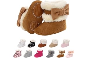 Tolaler Zapatos de Invierno para Bebés, Botines Cálidos y Cómodos Botines de Suela Blanda Antideslizante con un Encantador Dibujo de Lazo (0-18 Meses)