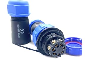BAYZCONN SP21 7 poli Aeronautica Connettore, IP68 Impermeabile 7Pin Nessuna Saldatura Connettore Elettrico Maschio Spina e Femmina Presa Adattatore per Lampade Esterne 500V 15A 14AWG Cavo (Cablaggio a Vite)