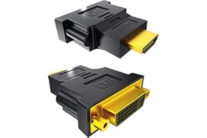 N NEWTOP Adattatore AD37 Convertitore DVI Femmina (24+5) Dual Link su HDMI Maschio (19 poli) Connettore Nero Dorato F-M Segnale Full HD 1080p Standard HDTV per Cavo Monitor Computer TV (2, Black)