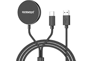 aceyoon 1.5m 2 in 1 Wireless Charging Cable for Galaxy Watch 5 Pro/5/4 Classic/4/3/Active 2/1 Braided Nylon Magnetic Charging Cable USB C Inductive Charger Compatible for Samsung Galaxy S22/S21