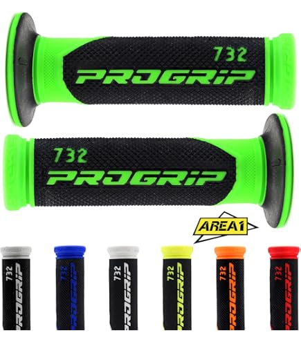 Paire De Poignées Progrip Off Road 788 Triple Densité - Blanc/Bleu/Noir - 115mm (Cross, Enduro, MX)