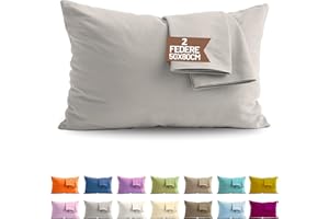 SONIT HOME DECOR Set 2 Federe Cuscini Letto 50x80 Cotone 100%, Coppia Fodere con chiusura a Busta Made in Italy - Grigio