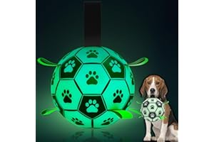 HETOO Zabawka dla psa, piłka dla psa z nylonową linką, piłka nożna premium dla średnich i dużych psów, do użytku wewnątrz i na zewnątrz (20 cm, Glow in Dark)