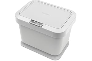 YourCasa compost bin 5L- kitchen food waste caddy - lid opens with push button - countertop small counter trash can - Odour Proof container - indoor recycling composter with non slip base (Grey)