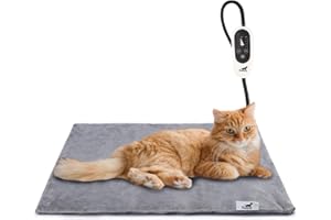 Toozey mata grzewcza dla kotów i psów, do wnętrz, 45 x 40 cm, z regulacją czasu i temperatury, bezpieczna, elektryczna, koc grzewczy dla zwierząt domowych, z kryształową poszewką z aksamitu dla nowonarodzonych/małych/starszych/kotów i psów, S