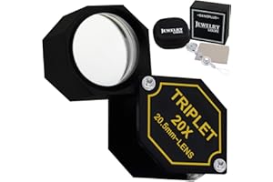 DANOPLUS 20x Ingrandimento Gioielli Loupe Tripletta Lente 20,5mm Ottico Bicchiere Gemma Ingrandimento Strumento Gioielliere, Francobollo Filatelica, Moneta Numismatico, Acromatico Nero Esagonale Design