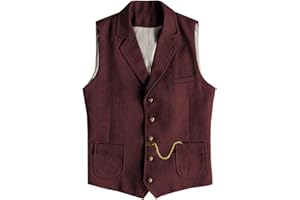 AeoTeokey Men's Western Herringbone Tweed Suit Vest Wool Slim Fit Waistcoat