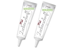 2x PANTIKI Zuckerschrift Tube 24g - Farbe: weiß - wiederverschließbar | Backwaren dekorieren einfach Torten verzieren Kuchen beschriften perfekter Zuckerguss weiss deckend für Plätzchen & Lebkuchen