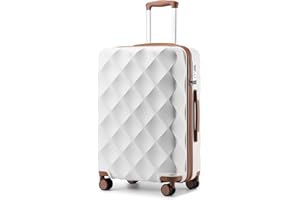 British Traveller Valise Grande Taille 74.5x49x30.5cm,Valise Soute 91L Rigide et Légère avec 4 roulettes 360° et Serrure TSA Idéale pour Voyages Longs(Blanc)