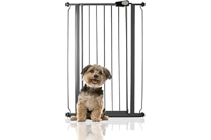 Bettacare Extra Tall Premium Cancello per Cani, 68.5cm - 75cm, Grigio Ardesia, Extra Alto 104cm in Altezza, Cancelletto a Pressione per Cane e Cucciolo, Barriera per Animali Domestici e Cani