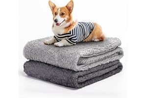 Nobleza 2 x Couverture en Peluche Douces Tapis pour Chien Chat Lavable, Tapis Chiens Chat Lapins et Autres Animaux de Compagnie, Plaid Polaire Animaux, Gris Foncé et Gris Clair, 100 * 80 cm