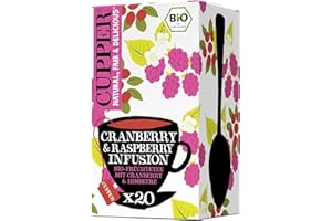 ‎CUPPER Cupper Bio Früchtetee "Cranberry & Raspberry Infusion", Blaubeer Tee, Himbeer Tee, 20 ungebleichte Teebeutel, umweltfreundlich, fair gehandelt