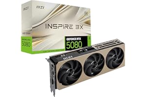 MSI NVIDIA GeForce RTX 5080 16G Inspire 3X OC Carte Graphique 16 Go GDDR7 (30 Gb/s/256 Bits), Refroidissement à Triple Ventilateur (3 x STORMFORCE Fan) - HDMI 2.1b, DisplayPort 2.1b, SFF Ready
