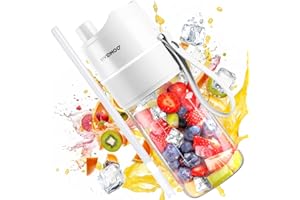 VIVIDMOO Tragbarer Mixer für Smoothies und Shakes, Tragbarer Persönlicher 475mL Mixer Smoothie Maker - USB Wiederaufladbarer 5000mAh Mini-Mixer mit 10 Klingen für Saft, Babynahrung, Reisen, BPA-Free(weiß)