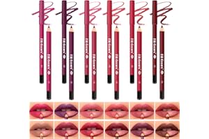 PETANSY 12 Farben Lip Liner Set, wasserfester, langanhaltender Lippenstift, glatter Auftrag, matter Lippenstift, hochpigmentierter, natürlicher Lippenstift, Lippen Makeup Soft Pencils Set