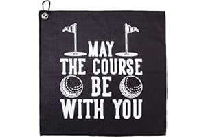 HJSSAA Golf Towel, Golf Ball Washer Pocket Pouch, Golf Gifts for Men Dad Him, Fun Golf Accessories,Golf Absorbent Cleaning Towels, for Golf Bags With Clip,Birthday, Golf Accessories (Black 2)