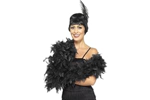 FANCY DRESS VIP Ladies Deluxe Black Classic Feather Boa 180cm Long 80g Gatsby Flapper Fancy Dress