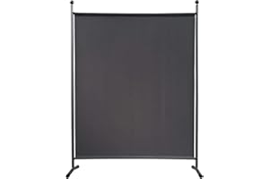 ‎QUICK STAR QUICK STAR Paravent 150 x 190 cm Stoff Raumteiler Groß Garten Stellwand Trennwand Balkon Sichtschutz Grau