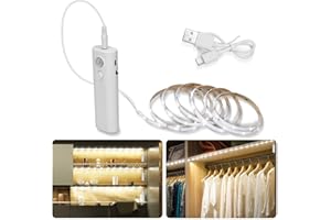 ‎LUXJET LUXJET Selbstklebende LED Streifen 2M mit Bewegungsmelder Kaltweiß Led Streifen Akku Aufladbar für Küche, Schrank, Vitrinen, Unterbauleuchte