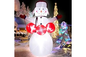 Ycolnaefllr 8 Feet Christmas Inflatable Decoration Red Gloves Joy Snowman with LED Lights Holiday Yard Decoration for Christmas Indoor Outdoor Decoration