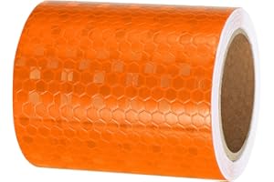 PATIKIL Cinta Reflectante Adhesiva, 7cm x 3 m PVC Cinta de Advertencia de Seguridad de Alta Visibilidad Impermeable para Nocturna Camiones Coches Ropa, Naranja