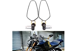 JMTBNO Rétroviseurs Moto Guidon 7/8" 22mm Aluminium Rétroviseur Moto Latéraux Miroirs Arrière Universel pour Street Bike MT07 MT09 MT10 Z650 Z750 Z900 CB125 Monster Street Triple (Gold)