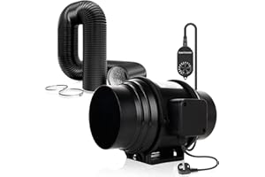 Brogachy Extractor de Aire ajustable 100mm, Ventilador de Extracción 215m³/h, con Manguera de 3m, extractor cocina,para Baño, Tienda de Cultivo, Hidropónicos, Garage.