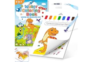 Hollyhi 5 Themes Water Colouring Books for Children Painting, Mess Free Magic Book Arts Crafts Watercolour Paint with Water Pen for Drawing, Educational Toys Gifts for 3 4 5 6 7 8 Year Old Kid (Boy)