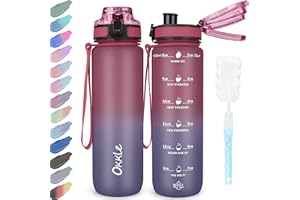 OKKLE Water Bottle 1L BPA Free Sport Drinks Bottle with Portable Handle 1 litre water bottle Lock Cover, Leak Proof,for Gym, School,Outdoor,Sports,Fitness& Office
