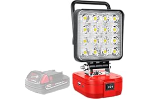 RIGIDON Lampada da Lavoro Portatile per Batteria Milwaukee M18 18V, 4 pollici 48W Faro LED Ricaricabile, Faretto Luce per Campeggio, Lavoro, Pesca, Cantiere, Emergenza, 6000K Bianca (Senza Batteria)