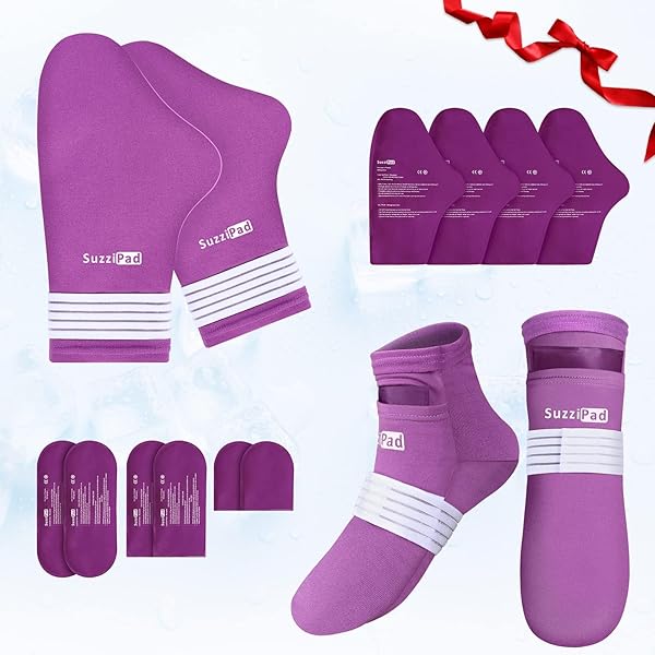 SuzziPad Cold Therapy Socks & Hand Ice Pack Cold Gloves for