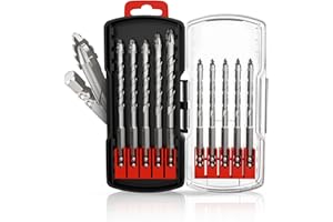 XZH 10Pcs Masonry Drill Bit Set (3/16" to 1/2")–Hex Shank Set with Storage Case. Ideal for Concrete, Tile, Brick, Glass, Ceramic, Wood & Plastic, Sharp Carbide Drill Bits for Fast, Precise Drilling