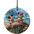 Thomas Kinkade Disney Mickey Minnie Hawaii Starfire Prints Hanging Glass Prints