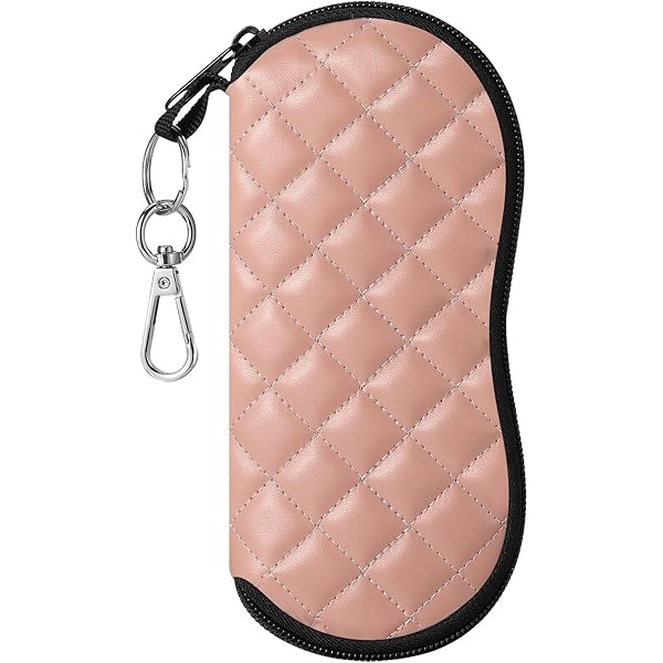 Soft Leather Glasses Bag, Glasses Case, Ladies' Portable Utra-Thin Sunglasses Cover With Pearl Chain