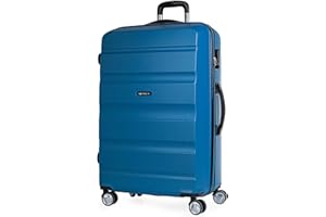 ITACA - Maletas Grandes De Viaje Rígidas Ligeras con 4 Doble Rueda 360° Maleta Grande 23 Kilos Alta Resistencia Maleta XL Duradera, Azul