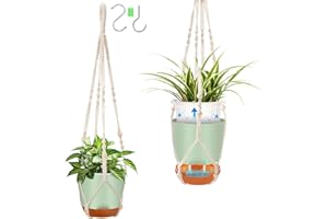 QCQHDU 2 PCS 18cm Pot Suspendu Plante Exterieur & Intérieure，Pots de Fleurs à Suspendre，86,36cm Macrame Suspension Plante,Bassin intérieur Transparent en Plastique avec Trou de Drainage