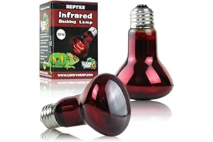 LUCKY HERP Lot de 2 ampoules de lampe chauffante pour reptiles 50 W, lampe infrarouge pour reptiles et amphibiens, ampoule chauffante pour tortue, dragon barbu, lézard