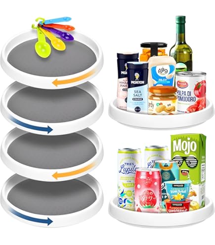 Organisateur De Frigo Lazy Susan Lot De 2 Plateaux Rotatifs Pour épices (25 Cm 30 Cm Tourniquet Cuisine
