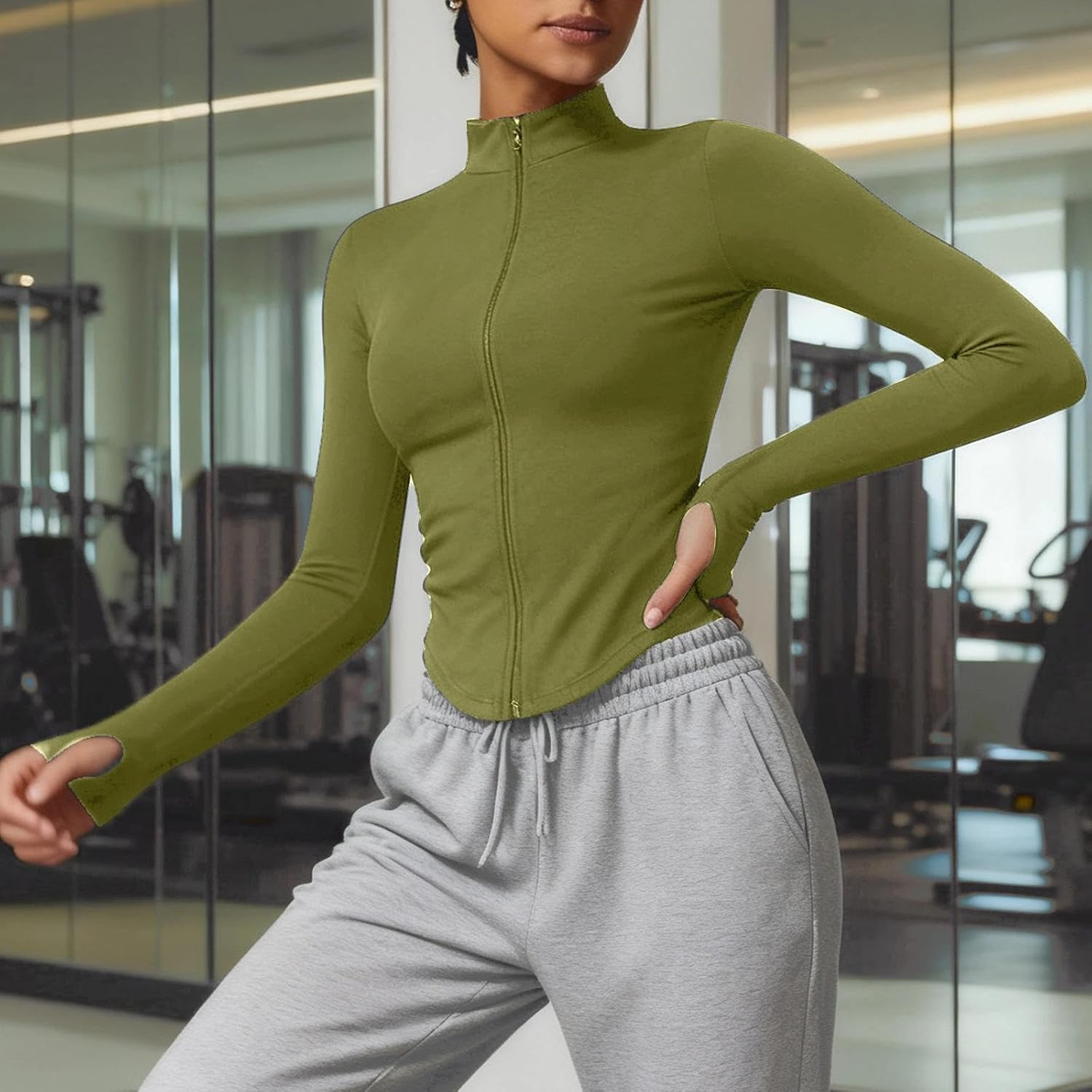 Chaqueta deportiva de secado rápido para mujer, con cremallera completa, manga larga, camiseta deportiva para entrenamiento, yoga, gimnasio, correr