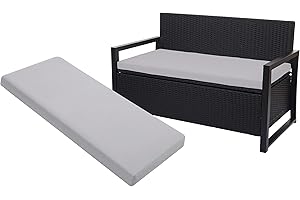 A ATH COLLECTION 100% Waterproof 2 3 4 Seater Indoor & Outdoor Bench Cushion Seat Pads for Lawn & Garden, Patio, Office, Coffee Shop with Removable cover (2 Seater 108cm x 45cm x 5cm, Silver)