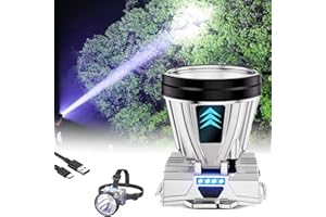 Ziedeco Linterna frontal recargable súper brillante de alta potencia, linterna frontal alemana XPG de alta potencia, potente faro de alto rendimiento, lámpara frontal recargable LED (luz blanca)