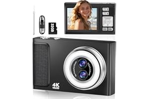 2.8'' Appareil Photo NuméRique, JDZ Appareil Photo Compact 4K HD, Zoom 16X, 48MP Digital Camera, Built in 32 Go Carte SD, Camera Digital pour Garçons et Filles, Adolescents, Débutants Adultes (Noir)