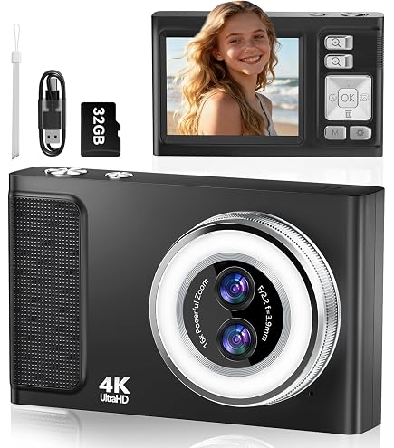 Appareil Photo Numérique 4K 64MP Autofocus - Caméra Compacte 18X Zoom Écran 2.8" Avec Carte 32GB Pour Vlog