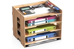 JOPOO Office File Tray, A4 Desk Tidy Organiser, 4 Tier Document/Paper/Letter Tray