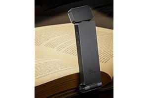 86lux Leselampe Buch Klemme，Wiederaufladbare Buchlampe zum Lesen im Bett，Ultraleichte LED Klemmlampe mit 3 Bernsteinfarben und Stufenlosem Dimmen für Nachtlesen für Buchliebhaber, Kinder, Grau