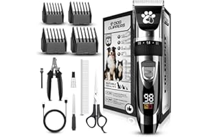 COLDSPOT Dog Clippers Cordless, Dog Grooming Kit, Low Noise Rechargeable LED Display Pet Trimmer (Black)
