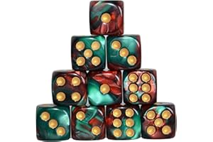 StarMall 10-Pack 16mm D6 Polyhedral Dice Set 6-sided Acrylic Die for RPG MTG DND Dice Table Board Games (Red-Green)