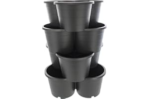 SUSTANIA 1er Set Pflanzturm 4 Etagen Kartoffelturm, Maße: 66x42x40 cm,Pflanzkübel für Kartoffeln & Gemüse, Made in EU, Farbe: Anthrazit